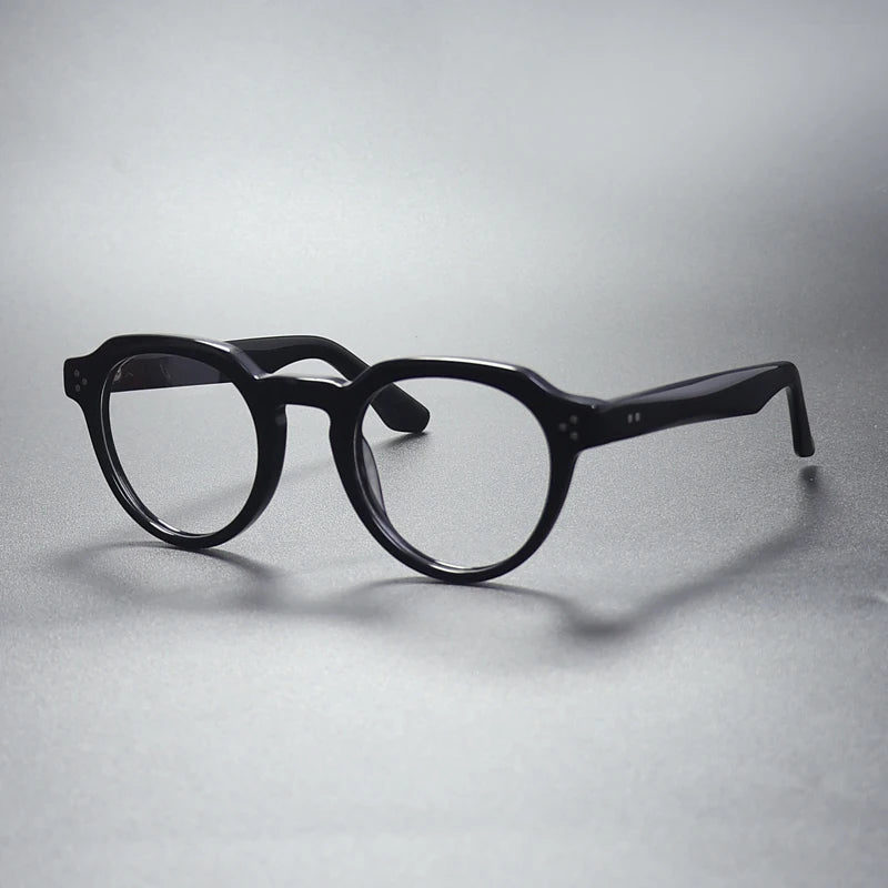 Gatenac Unisex Full Rim Flat Top Round Acetate Eyeglasses Gxyj1499 Full Rim Gatenac   