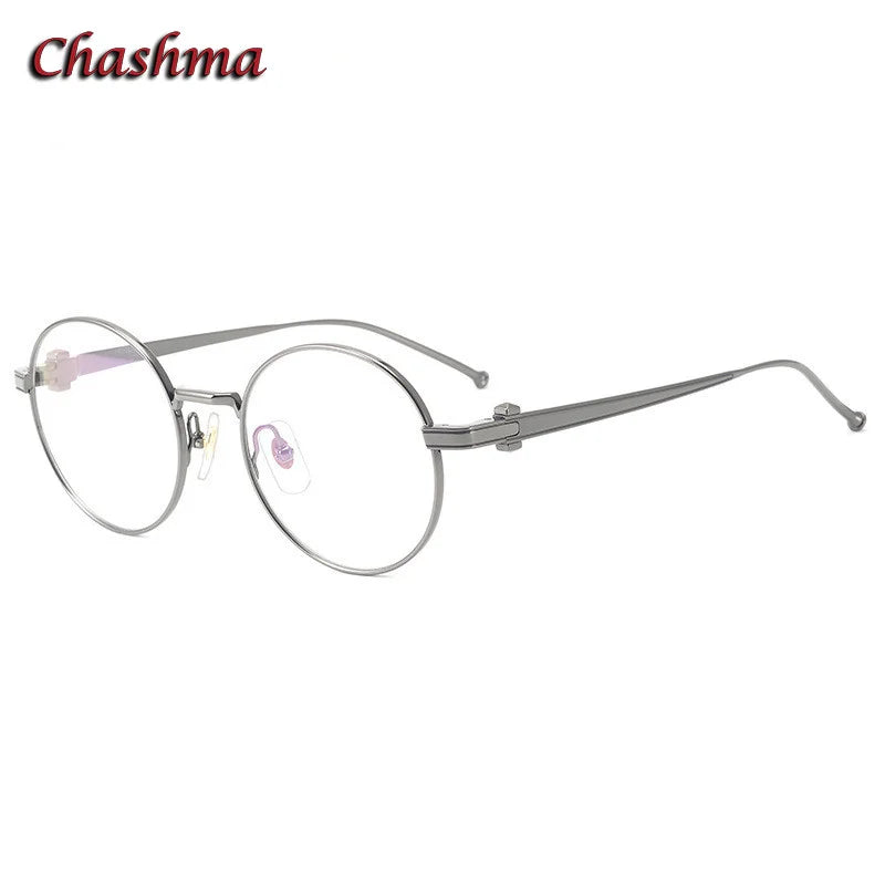 Chashma Ochki Unisex Full Rim Round Titanium Eyeglasses 0293 Full Rim Chashma Ochki Gray  