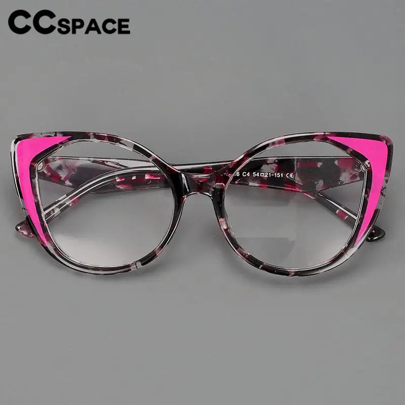 CCSpace Women's Full Rim Square Cat Eye Tr 90 Titanium Eyeglasses 56980 Full Rim CCspace   