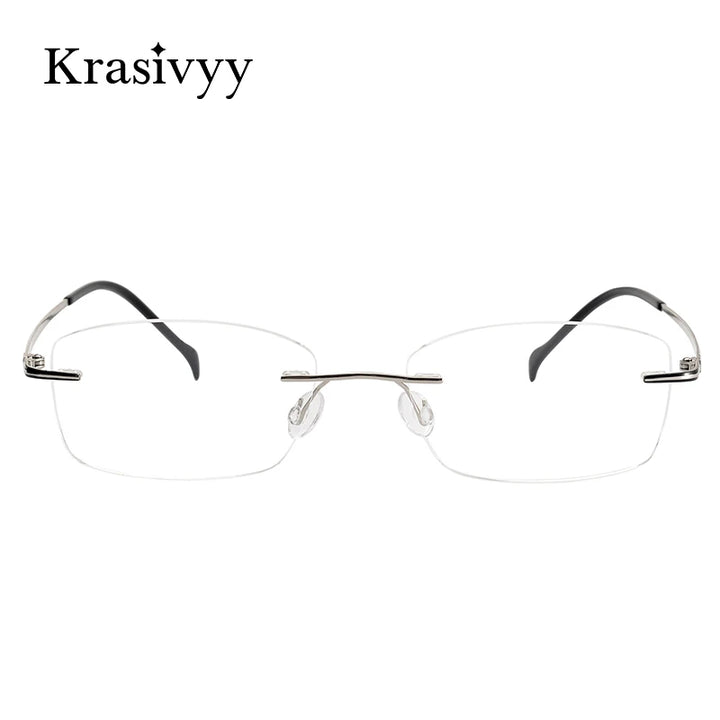 Krasivyy Unisex Rimless Oval Square Titanium Eyeglasses 16075 Rimless Krasivyy   