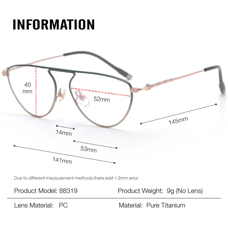 Muzz Unisex Full Rim Oval Brow Line Titanium Eyeglasses 88319