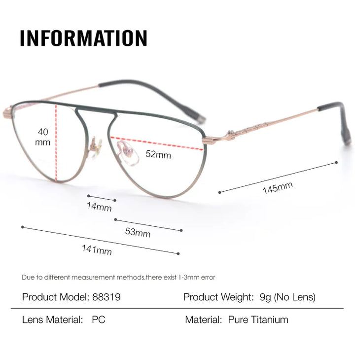 Muzz Unisex Full Rim Oval Brow Line Titanium Eyeglasses 88319