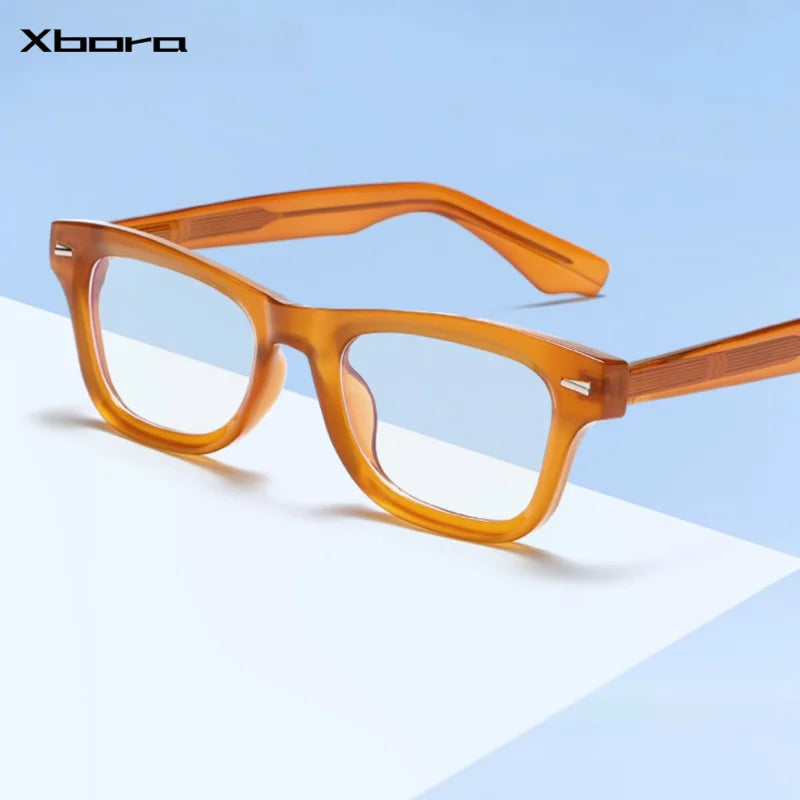 Xbora Unisex Full Rim Brow Line Square Tr 90 Alloy Eyeglasses 542529