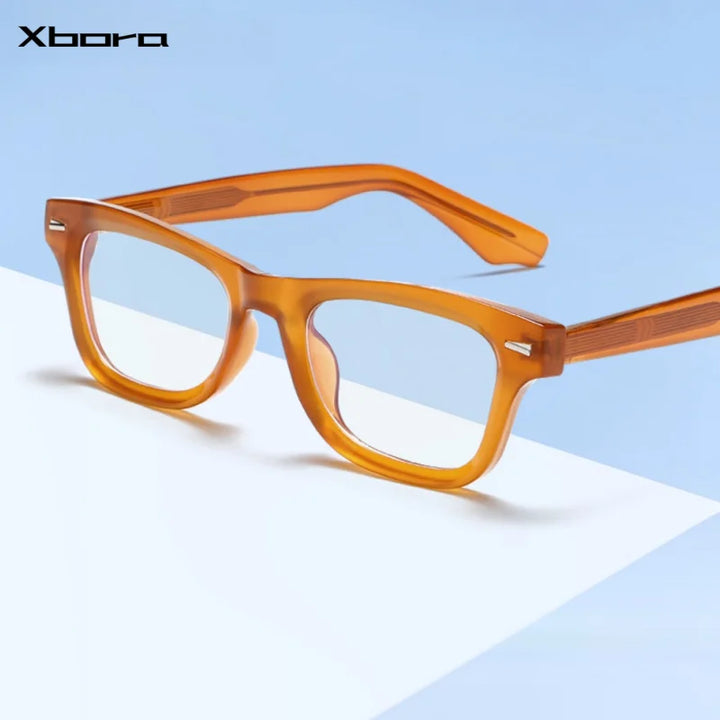 Xbora Unisex Full Rim Brow Line Square Tr 90 Alloy Eyeglasses 542529