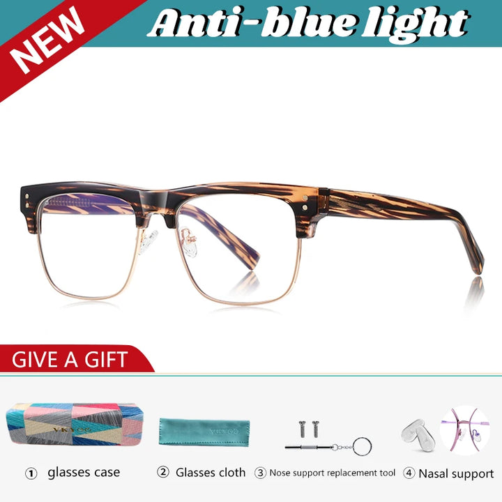 Vicky Men's Full Rim Square Tr 90 Titanium Reading Glasses 82203