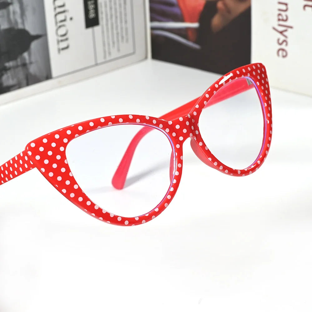 Cubojue Women's Full Rim Oval Cat Eye Tr 90 Reading Glasses 50130