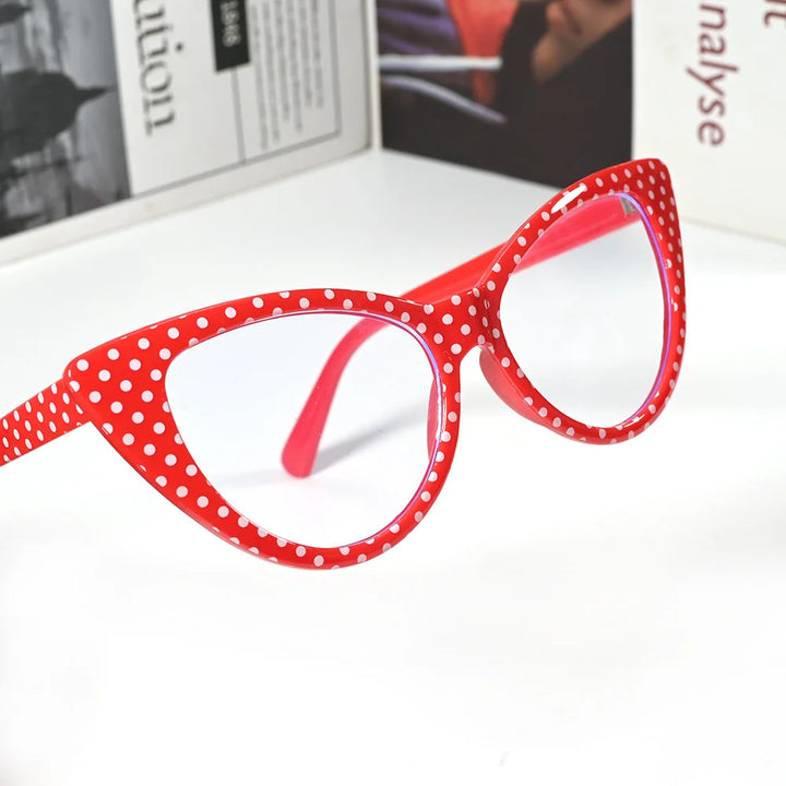 Cubojue Women's Full Rim Oval Cat Eye Tr 90 Reading Glasses 50130
