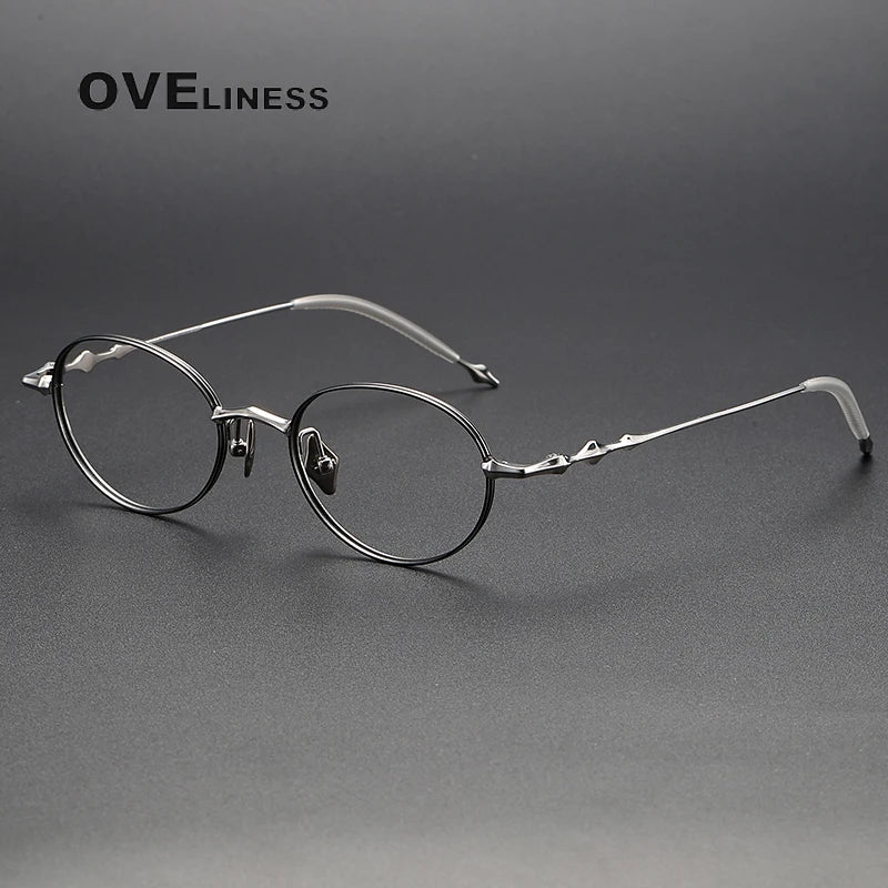 Oveliness Unisex Full Rim Oval Titanium Eyeglasses 3919 Full Rim Oveliness black silver  