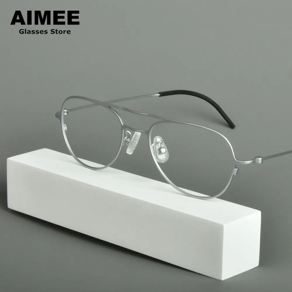 Aimee Unisex Full Rim Oval Double Bridge Titanium Eyeglasses 14507 Full Rim Aimee   