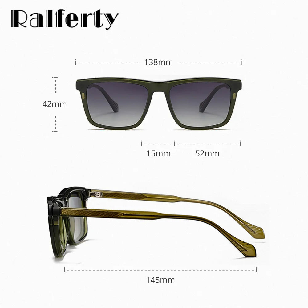Ralferty Unisex Full Rim Square Tr 90 Alloy Eyeglasses Clip On Sunglasses 534207