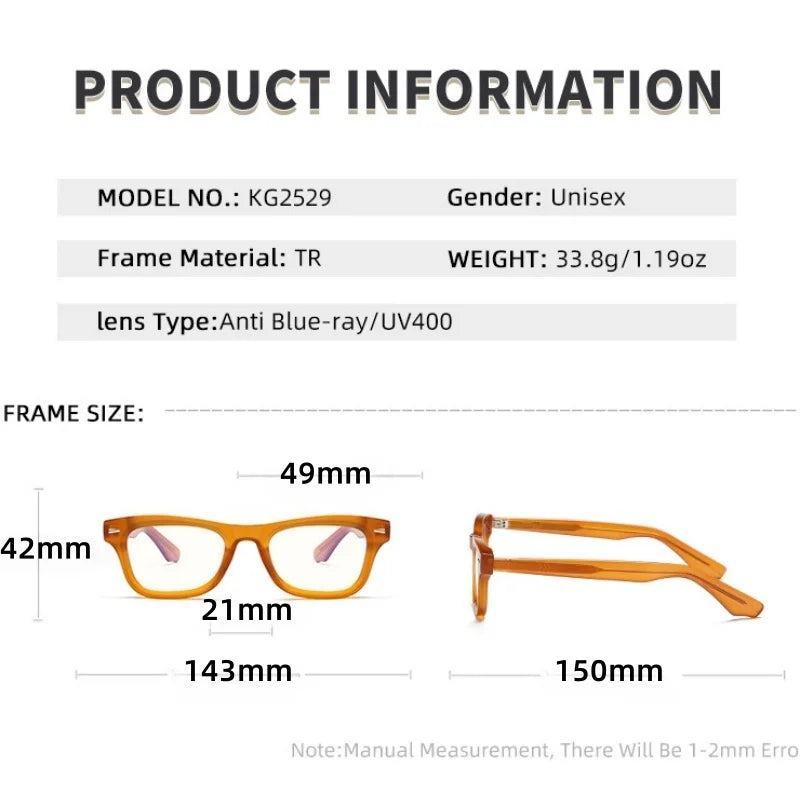 Xbora Unisex Full Rim Brow Line Square Tr 90 Alloy Eyeglasses 542529