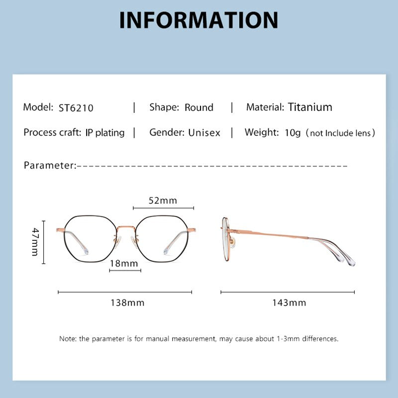 Zirosat Men's Full Rim Polygon Tr 90 Titanium Eyeglasses St6210 Full Rim Zirosat   