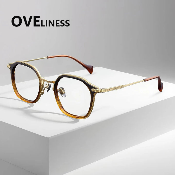 Oveliness Unisex Full Rim Oval Acetate Titanium Eyeglasses 926010