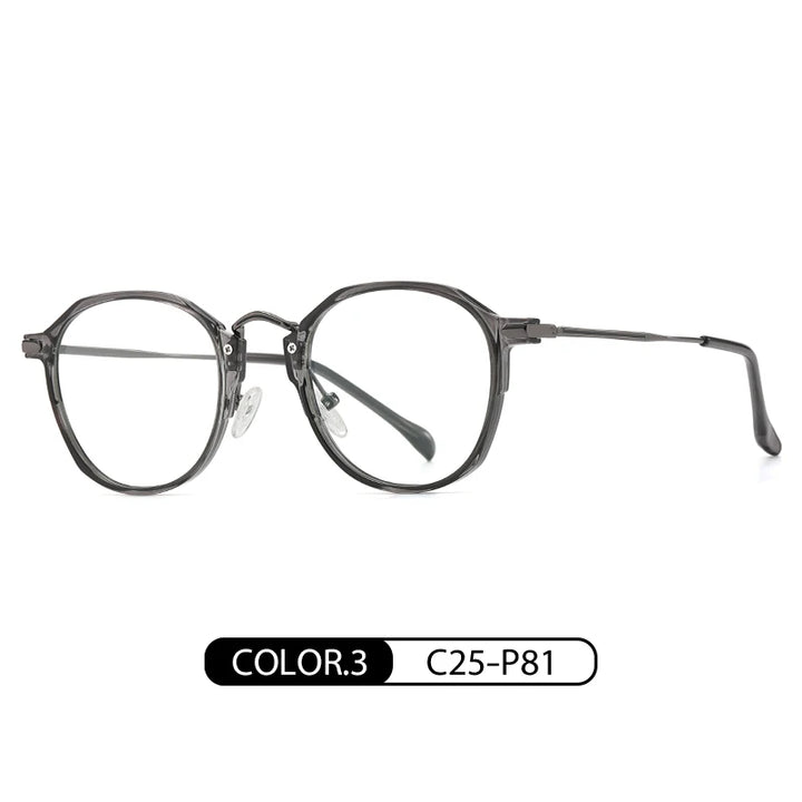 Gmei Women's Full Rim Polygon Oval Alloy Tr 90 Eyeglasses J847 Full Rim Gmei Optical C25-P81  