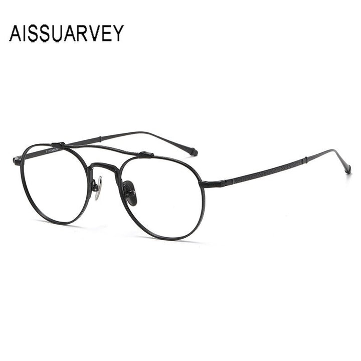 Aissuarvey Unisex Full Rim Round Double Bridge Titanium Eyeglasses 5021145c Full Rim Aissuarvey Eyeglasses   