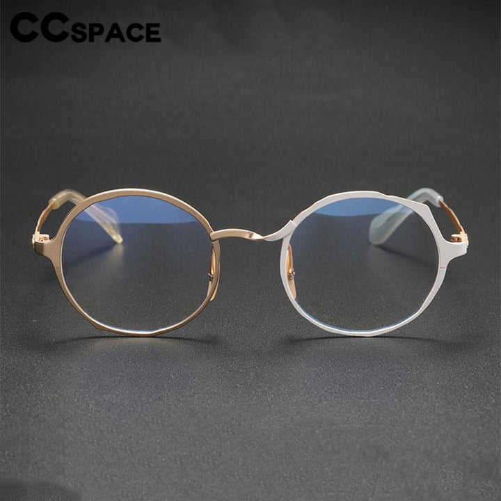 CCSpace Unisex Full Rim Irregular Round Titanium Eyeglasses 56614 Full Rim CCspace   