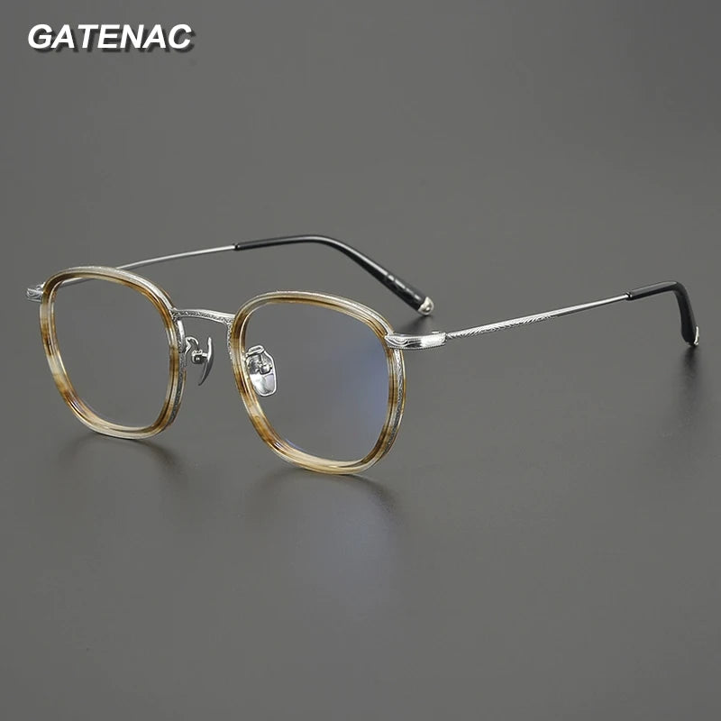 Gatenac Women's Full Rim Square Acetate Titanium Eyeglasses G1286