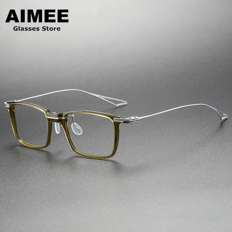 Aimee Unisex Full Rim Big Square Acetate Titanium Eyeglasses 15816 Full Rim Aimee   