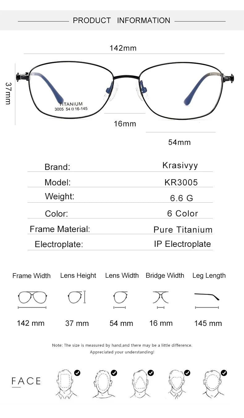 Krasivyy Unisex Full Rim Oval Square Titanium Eyeglasses 33005