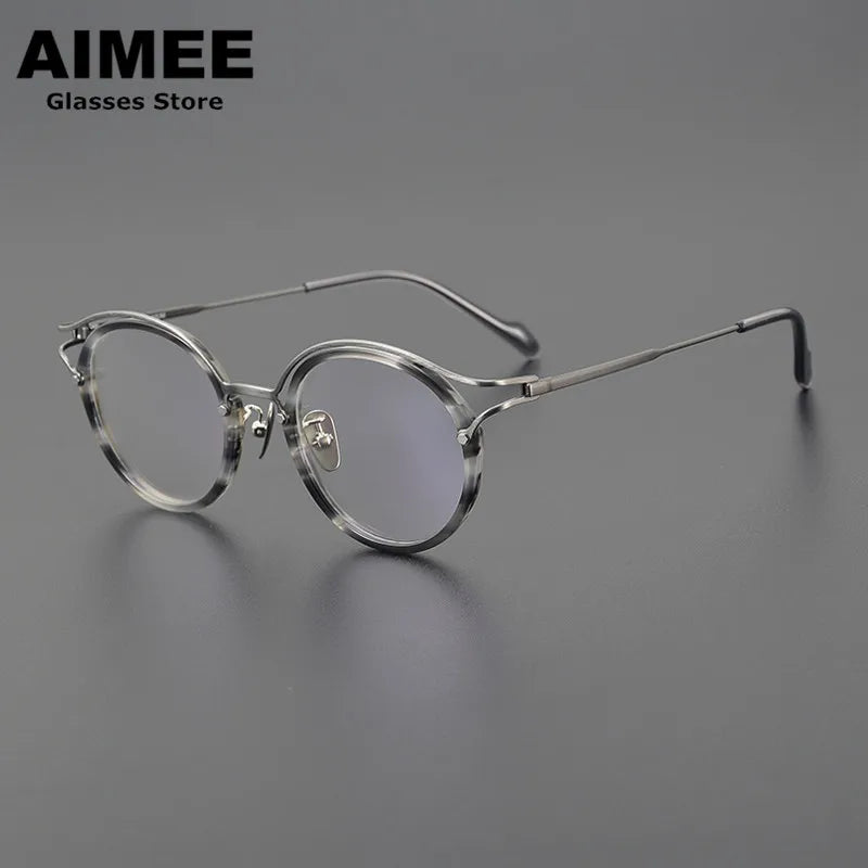 Aimee Women's Full Rim Round Acetate Titanium Eyeglasses 690036