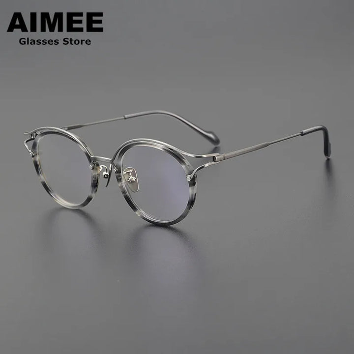 Aimee Women's Full Rim Round Acetate Titanium Eyeglasses 690036