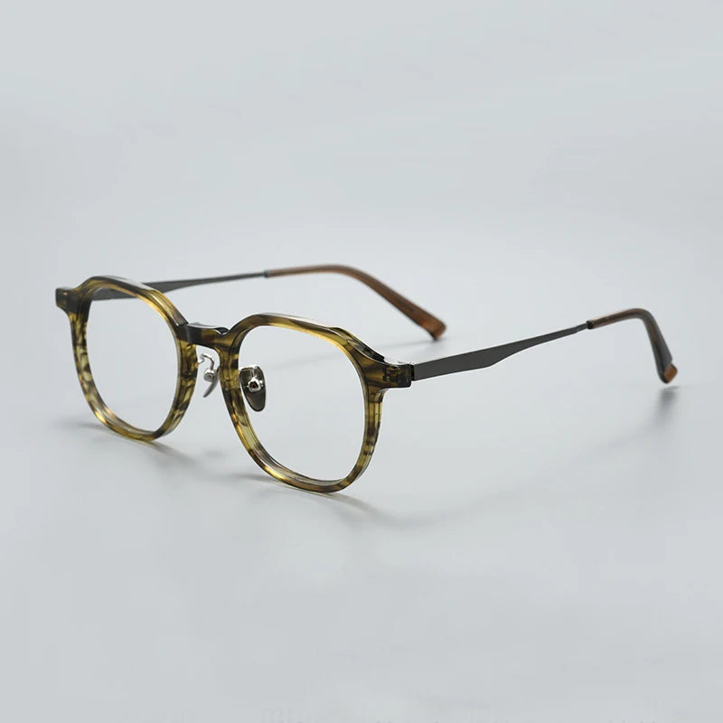 Black Mask Unisex Full Rim Square Titanium Acetate Eyeglasses 396574