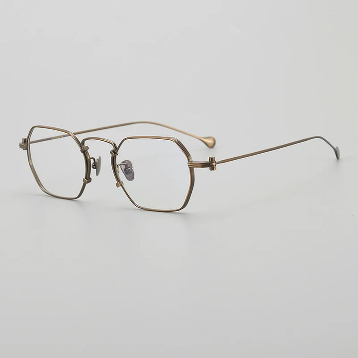 Muzz Unisex Full Rim Flat Top Polygon Titanium Eyeglasses 19069d Full Rim Muzz Brown  