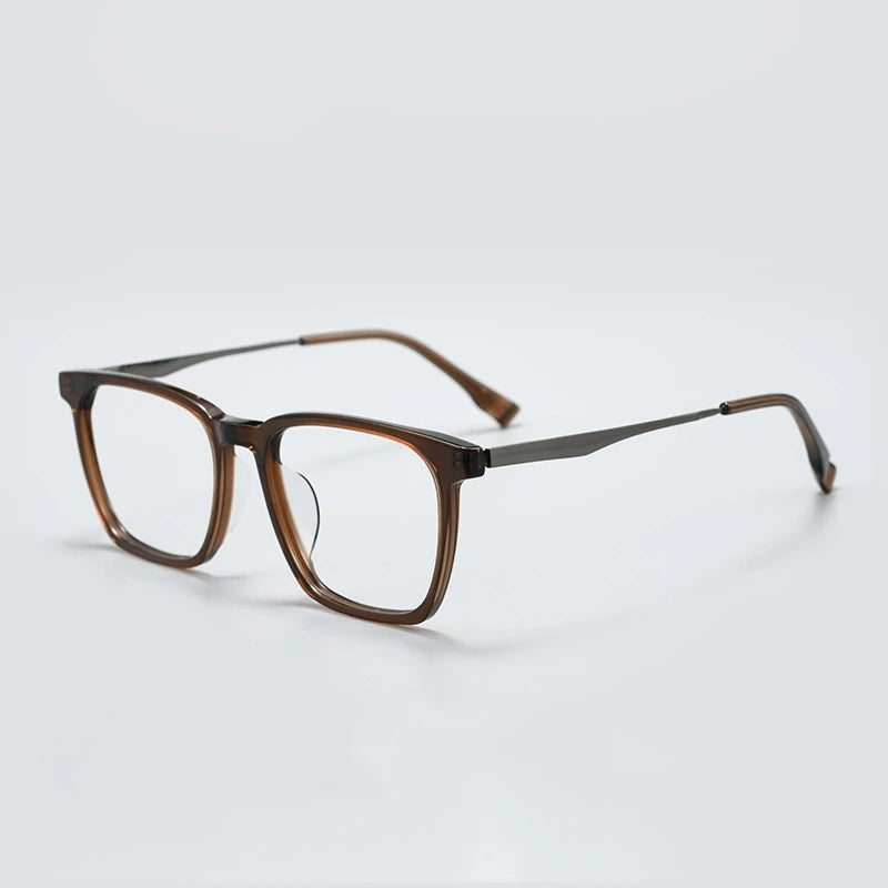 Yimaruil Men's Full Rim Square Acetate Titanium Eyeglasses 365821