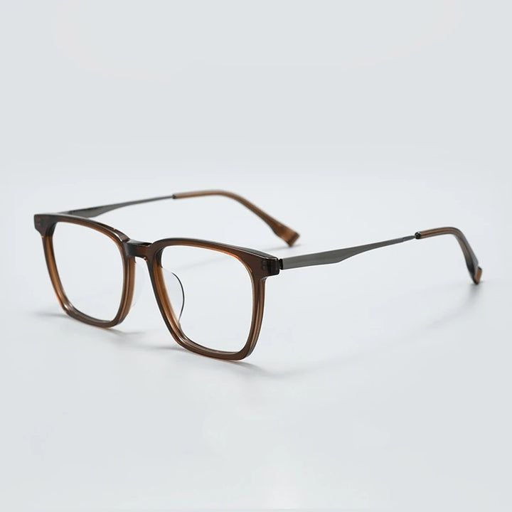 Yimaruil Men's Full Rim Square Acetate Titanium Eyeglasses 365821