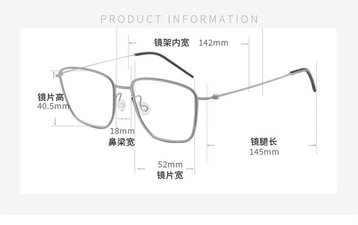 Black Mask Unisex Full Rim Square Screwless Titanium Eyeglasses 635525