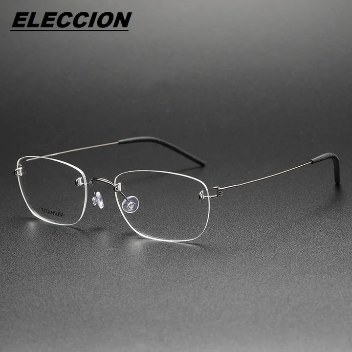 Eleccion Women's Rimless Oval Square Titanium Eyeglasses 2497