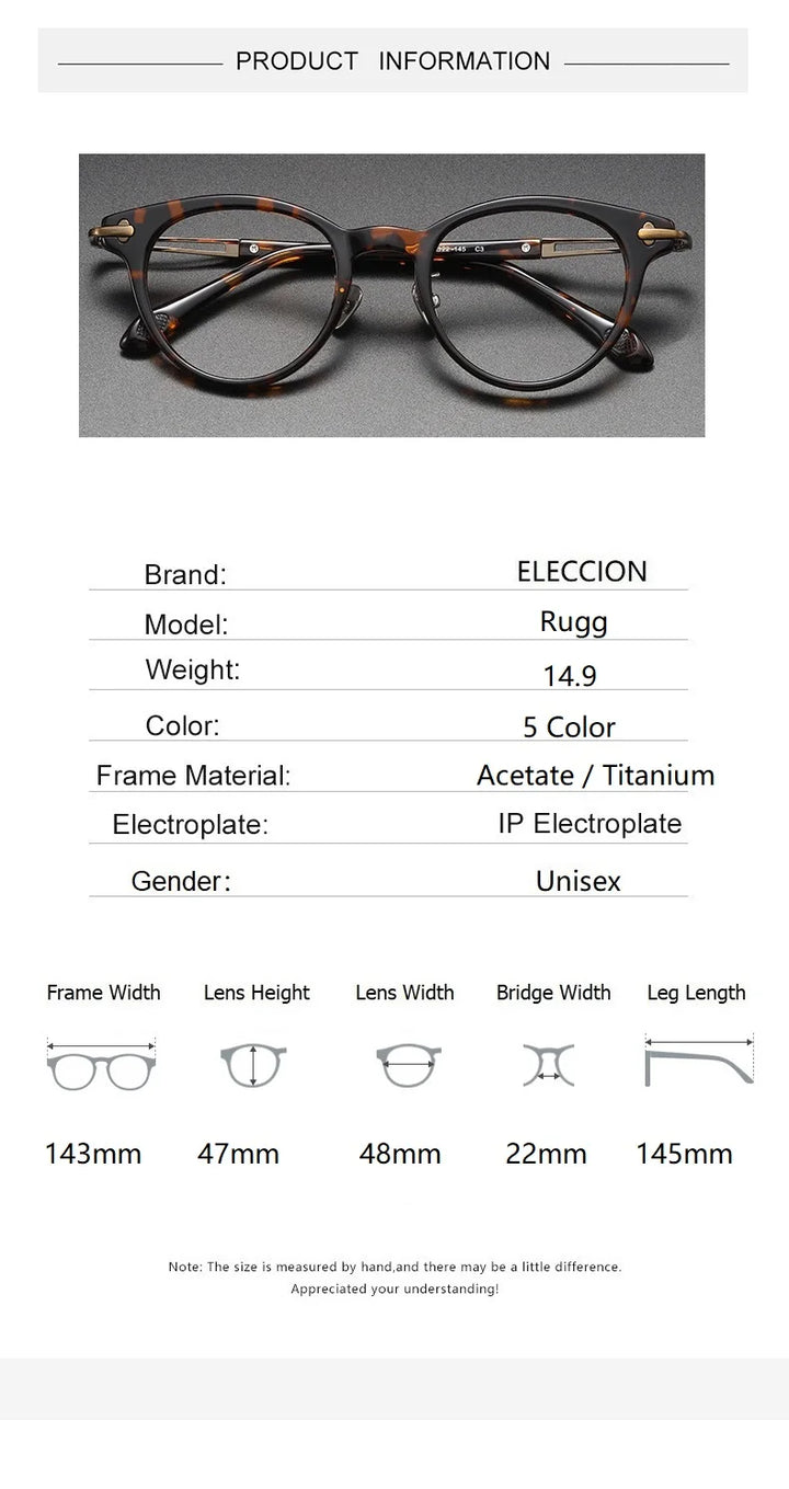 Eleccion Unisex Full Rim Oval Titanium Acetate Eyeglasses 14322