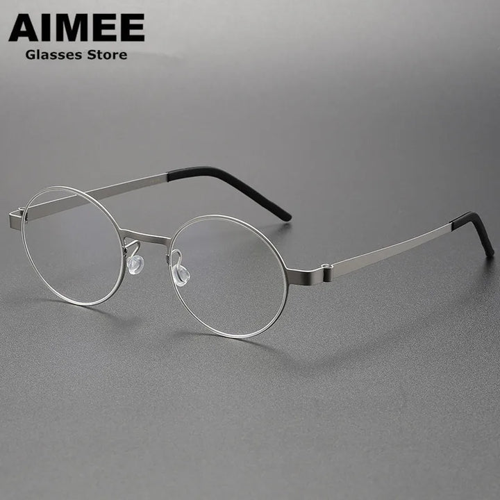 Aimee Unisex Full Rim Round Screwless Titanium Eyeglasses 9610 Full Rim Aimee   