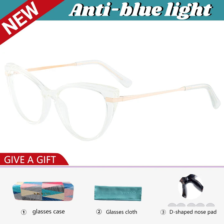 Vicky Women's Full Rim Oval Cat Eye Tr 90 Alloy Reading Glasses 87025