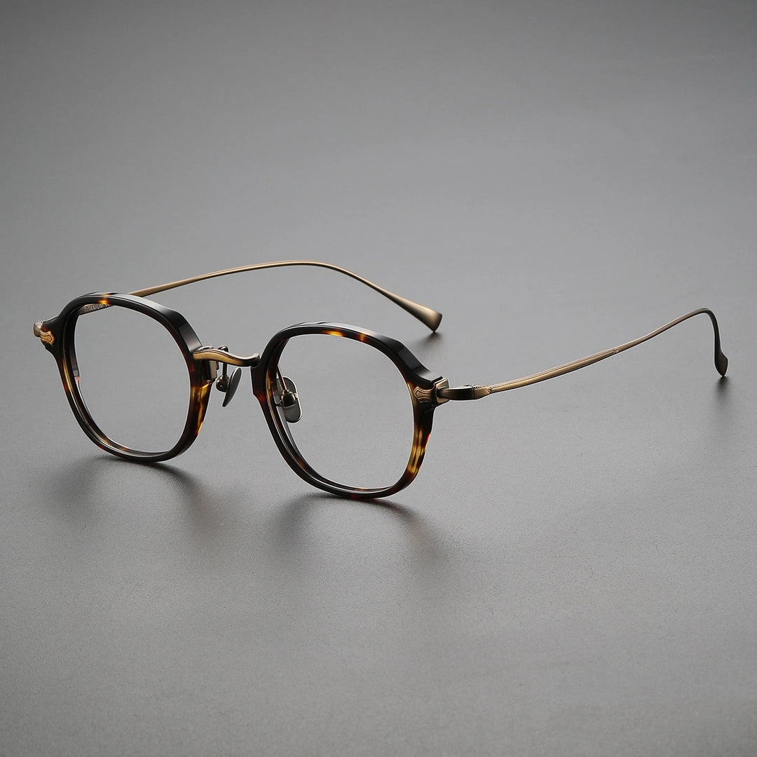 Yimaruili Unisex Full Rim Square Oval Acetate Titanium Eyeglasses 369183