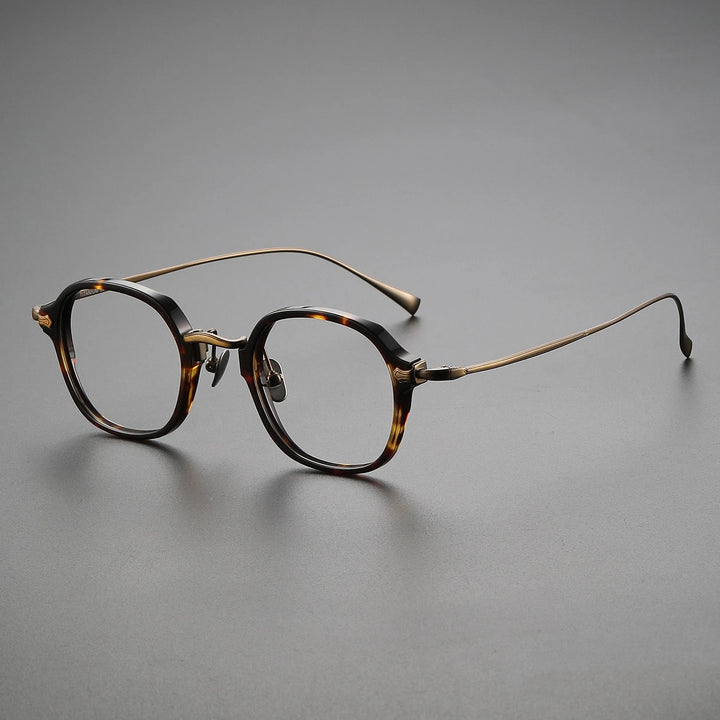 Yimaruili Unisex Full Rim Square Oval Acetate Titanium Eyeglasses 369183