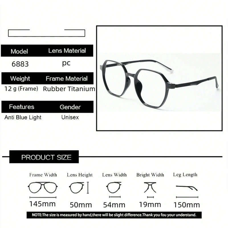 Kocolior Unisex Full Rim Polygonal Tr 90 Titanium Eyeglasses 256883