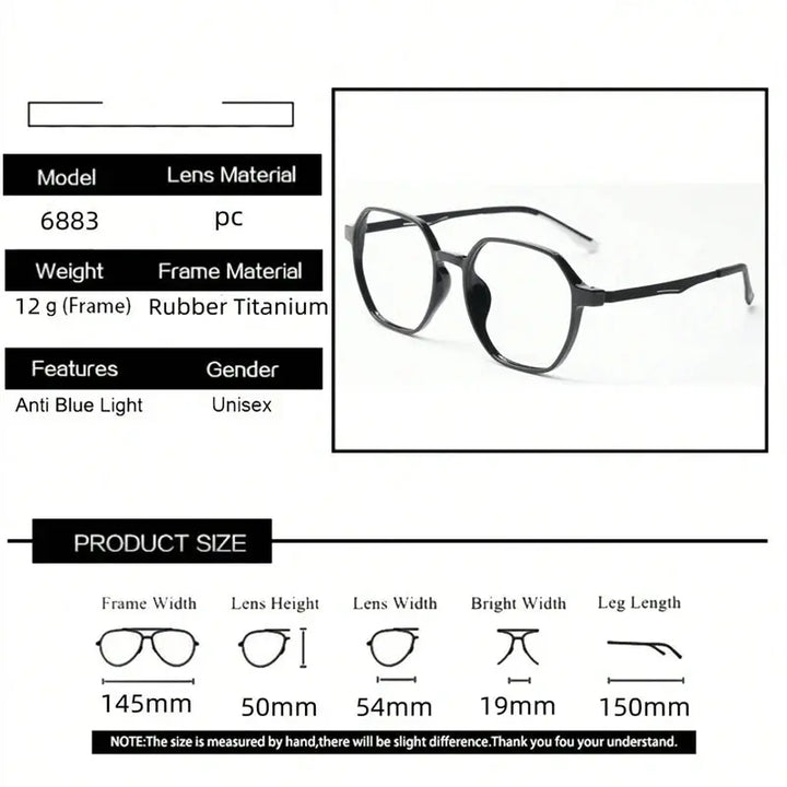 Kocolior Mens Full Rim Polygon Ultem Titanium Frames 256883 — view 2 | Kocolior at FuzWeb