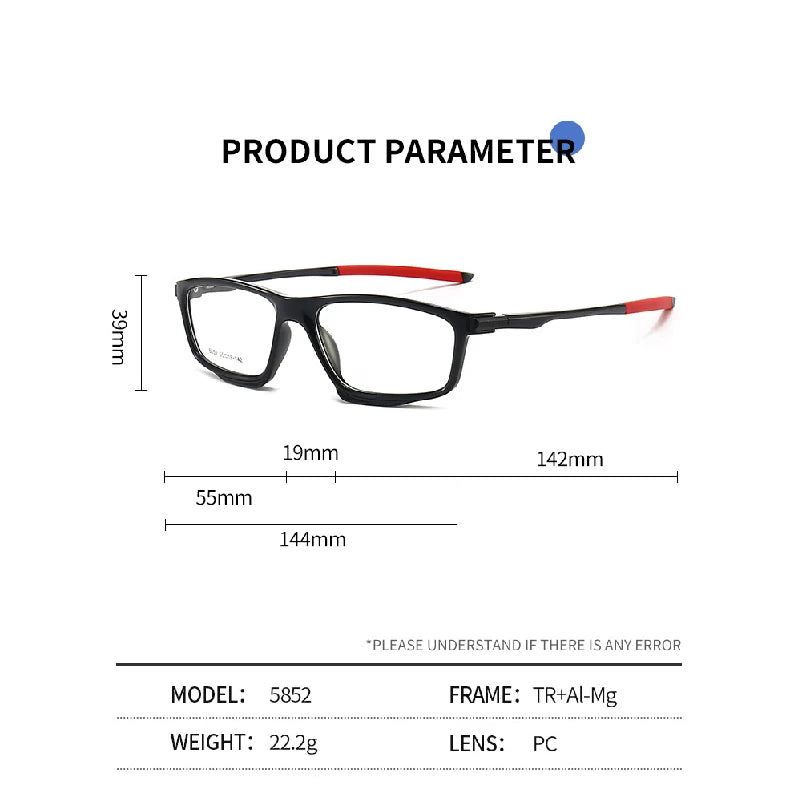 Muzz 58520 men's rectangle sports TR-90 prescription eyeglasses — view 2
