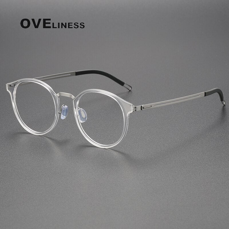 Oveliness Unisex Full Rim Oval Titanium Eyeglasses 8202306 Full Rim Oveliness transparent silver  