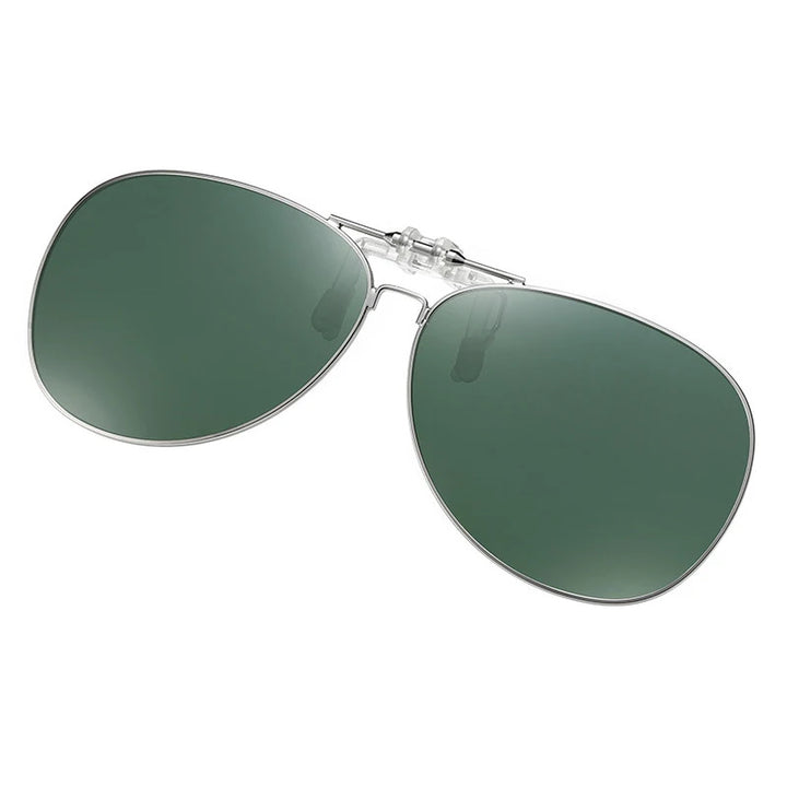 Vicky Unisex Full Rim Round Alloy Polarized Clip On Sunglasses V004 Clip On Sunglasses Vicky dark green  