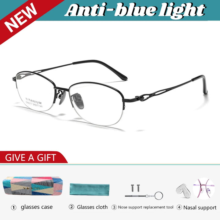 Vicky Women's Semi Rim Square Oval Alloy Reading Glasses 26017