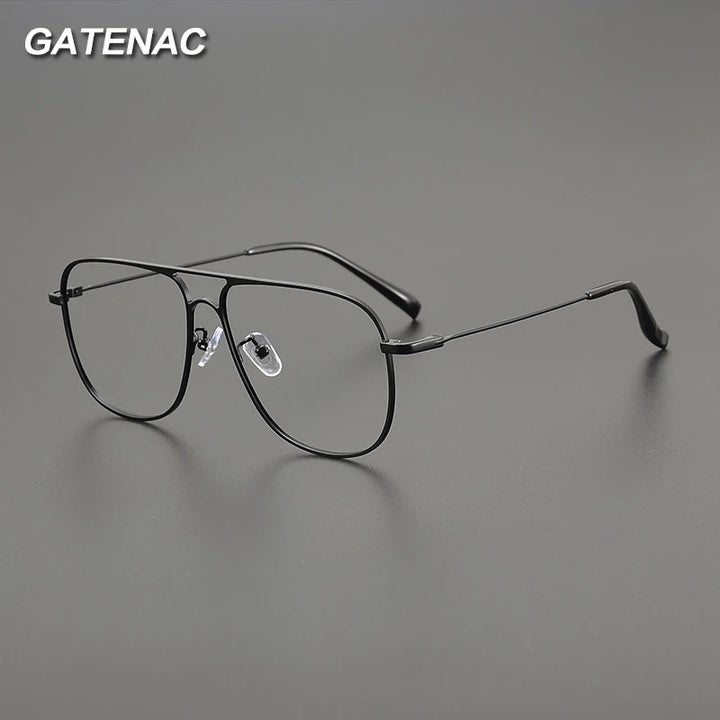 Gatenac Unisex Full Rim Square Double Bridge Titanium Eyeglasses Gxyj1241 Full Rim Gatenac   