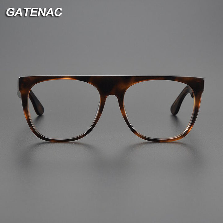 Gatenac Unisex Full Rim Flat Top Round Acetate Eyeglasses Gxyj1056 Full Rim Gatenac   