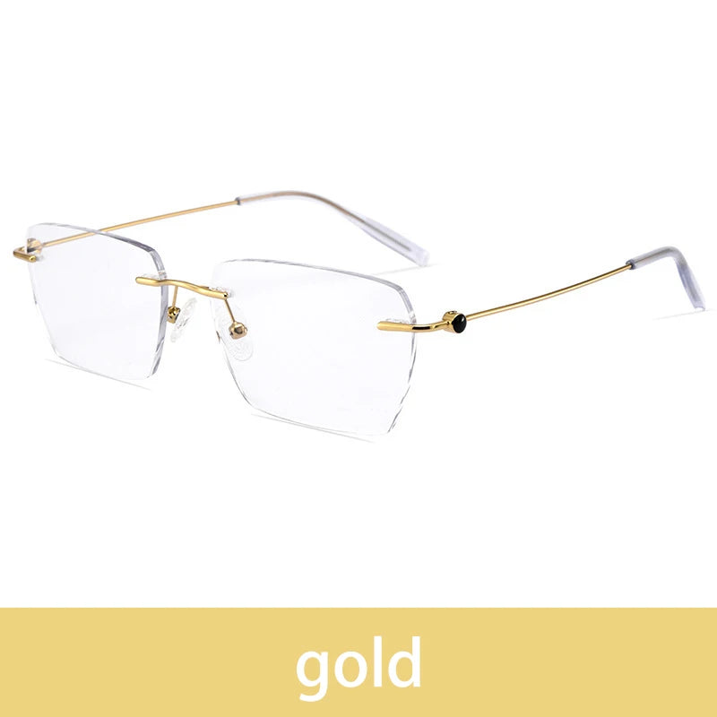 Vicky Unisex Rimless Square Titanium Reading Glasses V0620 Reading Glasses Vicky 0621-Gold -100 