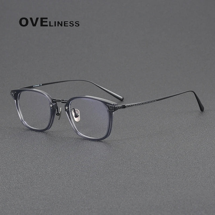 Oveliness Women's Full Rim Square Acetate Titanium Eyeglasses 3023 Full Rim Oveliness grey black  