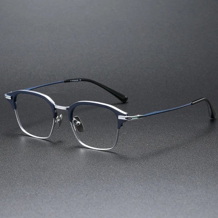 Aimee Men's Full Rim Square Titanium Acetate Eyeglasses 4142 Full Rim Aimee Blue  