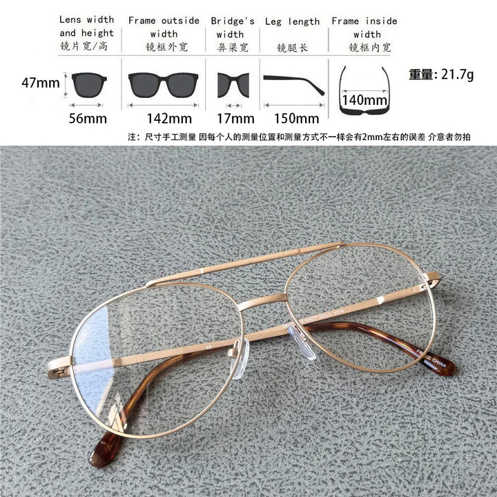 Cubojue Unisex Full Rim Oval Double Bridge Alloy Reading Glasses 471756