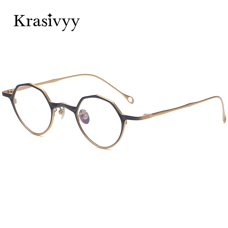 Krasivyy Unisex Full Rim Irregular Round Titanium Eyeglasses 45973