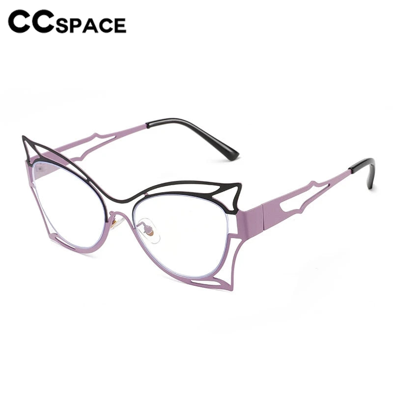 CCspace Women's Full Rim Oval Butterfly  Alloy Eyeglasses 300780 Full Rim CCSpace   